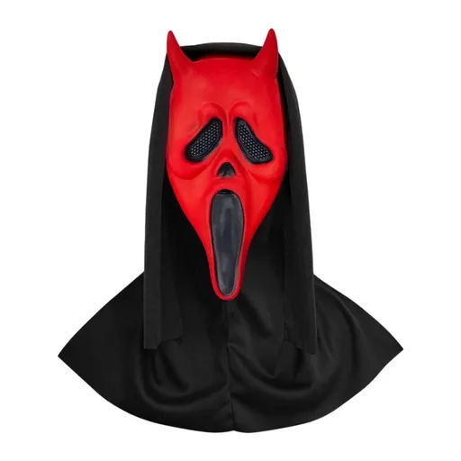 Scream Ghost Face Mask Halloween Cosplay Latex Hood Mask for Horror Parties Black