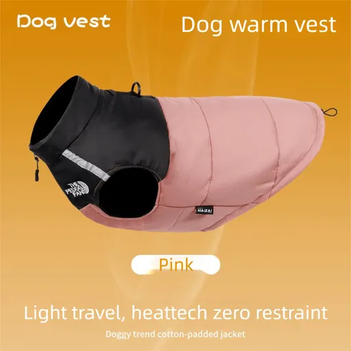 Pnik M Size Dog Clothing — Warm, Thickened Cotton Jacket for Autumn & Winter; Waterproof Pet Vest — Reflective Safety Design, Leash-Compatible