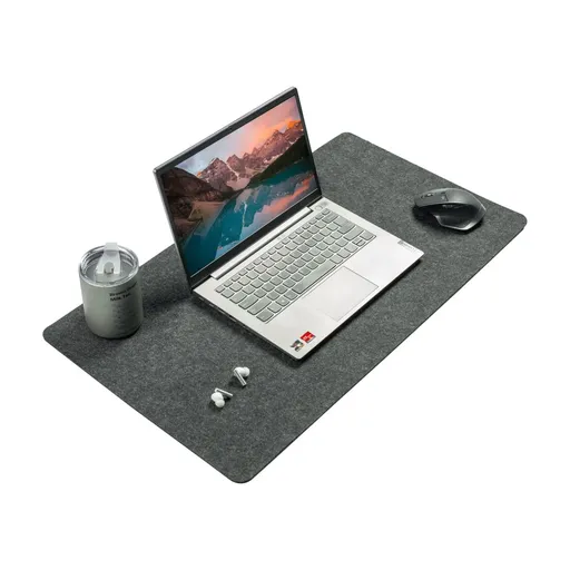 Desk Mat Large Felt Mouse Pad 80x40cm Grey Cotton Linen Fabric