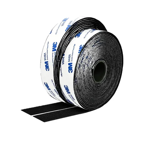 6pc Hook and Loop Tape self Adhesive Sticky Back Interlocking Nylon Fabric Fastener Heavy Duty Adhesion Strip Tape reclosable Black