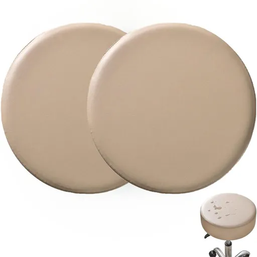 2Pcs Bar Stool Covers Round Chair Cover, Round Barstool Seat Covers for Chairs, Waterproof Circle Chair Cover with Elastic Bands for 12-14inch, Coffee