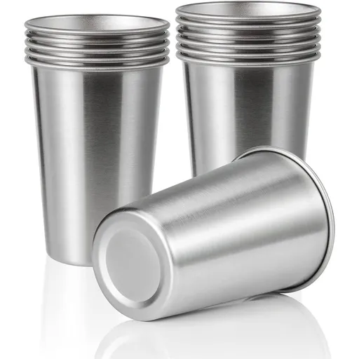 Stainless Steel Kids Cups 7 oz - Stainless Steel Small Children Cups for Home & Outdoor Activities, BPA Free Unbreakable Premium Stackable Metal Drinking Glasses (12-Pack)
