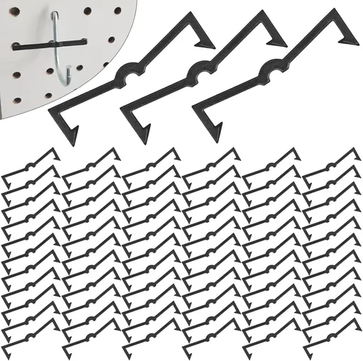 Black Peg Locks Plastic Pegboard Hook Locks Pegboard Display Hook Organizer Fixer Peg Board Hook Clip Retainers Pegboard Hook Organizer for Standard 1/4" and 1/8" Pegboard（60Pcs）