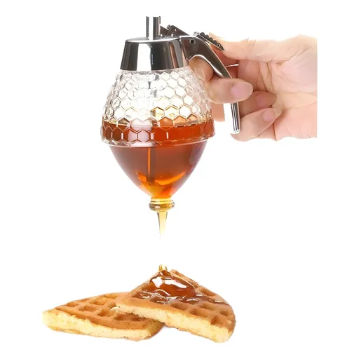 200ML No-Drip Press Honey Syrup Jam Dispenser with Bottom Flow Design