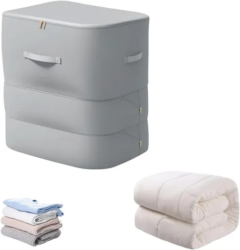 Multifunctional Comforter Storage Bag, 2026 New Ultra Space Saving Self Compression Organizer, for Comforters, Clothes, Blankets, Home Organization Mt Haves (Gray, X-Large)