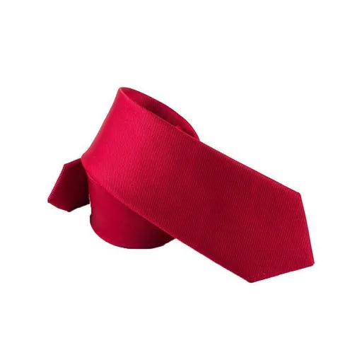 Men's Skinny Tie Fashion Solid Plain Satin Formal Wedding Casual Necktie Ties - Date Red