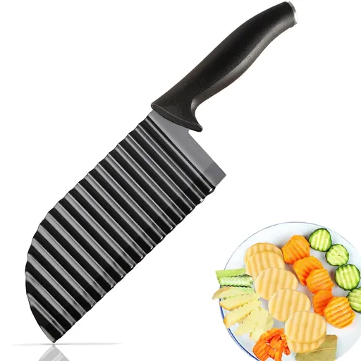 Cutter for Veggies Potatoes, Crinkle Knife for Salad Chopping Cucumber Carrot Fruit, Wave Knife Stainless Steel French Fry Slicer