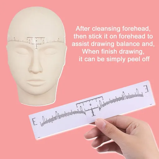 100 Pack Eyebrow Ruler , Disposable Brow Ruler Adhesive Eyebrow Sticker Stencil Guide Measuring Tool
