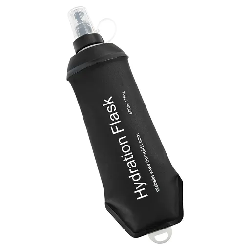 Collapsible Water Bottle Reusable Foldable Roll-Up Bottle Lightweight Space Saving for Hiking Camping Travel Sports Black - 500ML