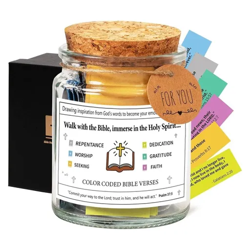 Bible Verse Jar, Read Me Bible Verses Jar, Bible Verses in a Jar for Emotions, Glass the Hope Jar Bible Verses with Colored Bible Verse, Christian Gifts Church Biblical Faith Based Gift