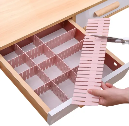 8 Pieces Wall-Mounted Underwear and Sock Organiser with Compartments for Wardrobes, Drawers and Space-Saving Clothing, 47 x 7cm, Pink