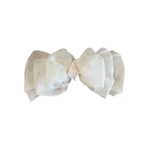 Large Tulle Bow Hair Clip Women Hair Clip Arty Headdress Gifts Ponytail Party - White