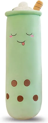 Bubble Tea Plush Pillow Soft Plush Toy Skin-Friendly Pillow Multiple Sizes Cute - Green - Size 16in