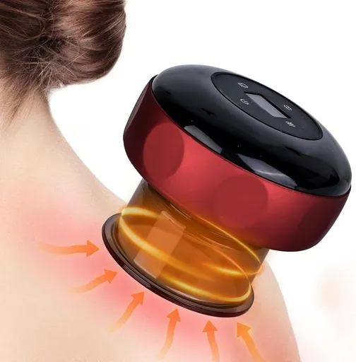 Electric Cupping Therapy Machine 12-Speed Adjustable Suction and Heat Red