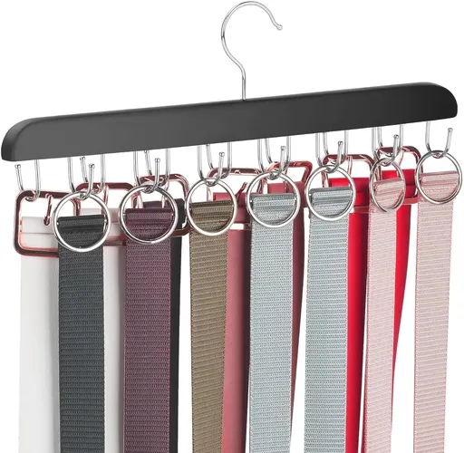 Belt Hanger Belt Organizer Tie Rack Tank Top Bra Hanger Tie Hanger Bra Organizer for Closet with 14 Hooks,Upgraded 360°Rotating,Space Saver for Underwear & Tie Storage 1pcs