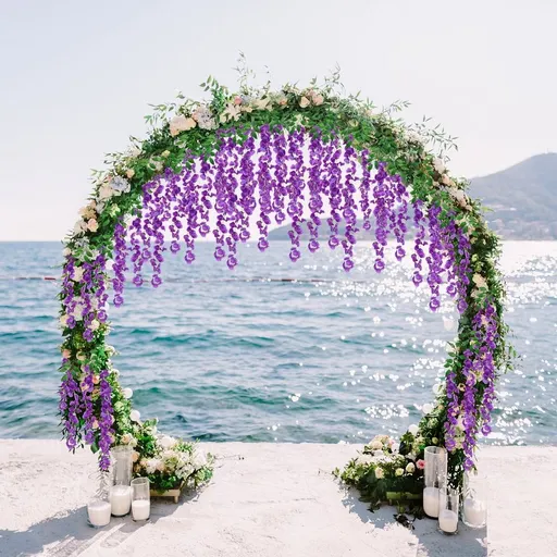 12Set Wisteria Hanging Flowers Plastic Decorative Easy to Shape Wedding Decorations Indoor Arrangements