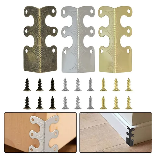 Corner Protectors Vintage Metal Corner Protectors 6 Pcs For Stylish Baseboard Black 12Pcs Smile Home Silver 24Pcs