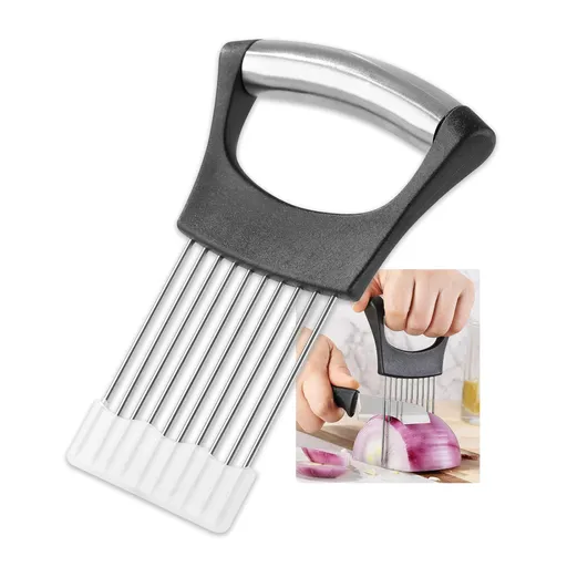 Stainless Steel Onion Slice Holder, Onion Holder for Slicing, ultifunctional Fruit Egg Slicer Onion Pin Slicer Loose Meat Pin