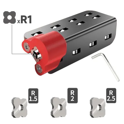 Woodworking Trimming Chamfer Tool with Tungsten Carbide Four-Blade Insert for Edge Banding, Plywood, and Board Edge Chamfering in Furniture Making and DIY Projects (Sliding Reinforced Set (R1.5+R2+R3 Blades))