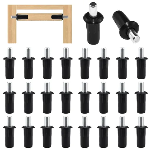 24Pcs Cabinet Door Repair Pins, Damper Replacement Spring Loaded Repair Pins, Furniture Fittings Door Pin, Blinds Repair Pin, Black