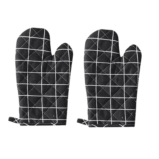 2 Pieces Oven Mitts and Grill Gloves, Non-Slip Cooking Gloves for Baking, Grilling and Everyday Kitchen Use, Black