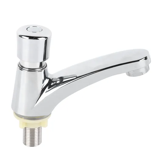 Time Delay Basin Sink Faucet Copper Alloy Push Switch Water Saving Tap for Home Kitchen Bathroom Hotel