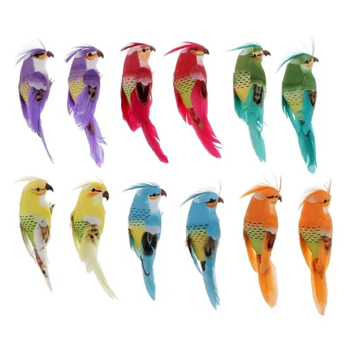 12pcs Artificial Simulated Foam Birds Feather Mini Love Birds for Craft Home Ornaments Garden Wedding Decoration Embellishing 10cm/3.93inch (Clip)