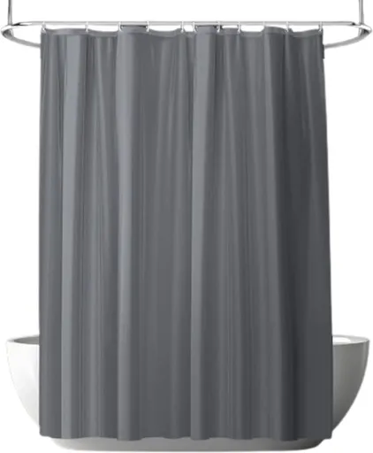 Anti-Mold Shower Curtain - Solid Color - Waterproof - Peva - Shower Curtain 180x200 Cm - Washable - Shower Curtain - Dark Grey - With 12 Shower Curtain Hooks
