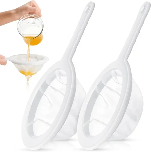 2 pieces 24 cm ultra-fine sieve - nylon juice strainer - yogurt strainer - plastic colander with handle - mini brine shrimp separator net for the kitchen (80/300 mesh)