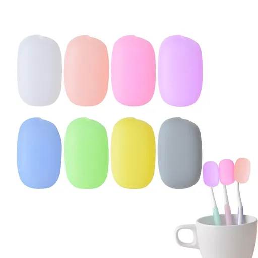 8 PCS Toothbrush Covers with Storage Case Silicone Brush Protector for Travel