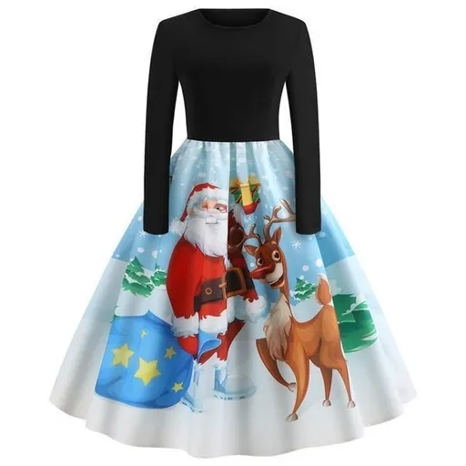 House Of Dasein Sweetest Little Christmas Dress - Xxl - Santa & Reindeer