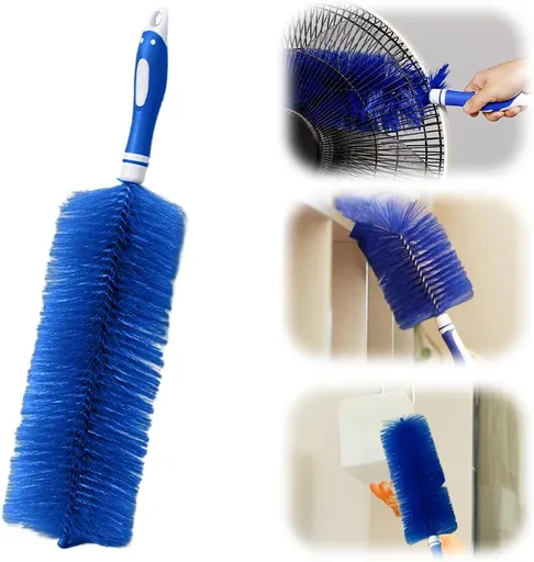 Fan Cleaner Brush, 2025 New Bendable Dusting Brush for Electric and Blind, Reusable Microfiber Dust Collector, Non-disassembly Cleaning (Blue)