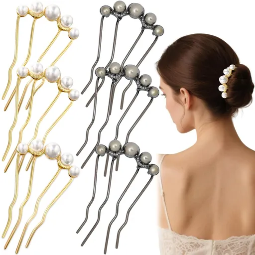 6 Pcs Wedding Pearl Hair Comb U-Shape Side Comb legant Vintage French Pearl Hair Pins Hair Clip Bridal Hair Accessories for Brides, Bridesmaid, Party, Daily, Holiday