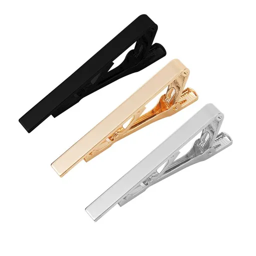 Men's Skinny Tie Clip Set with Gold Silver Black 3 Tone, More Can Reflect The Modern Fashionable Breath.