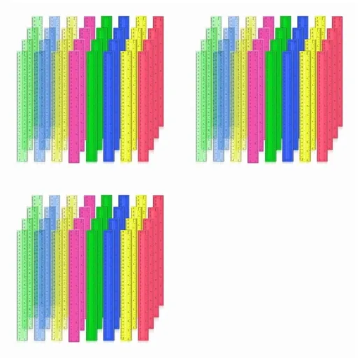 12 Inch Plastic Rulers, 96 PCS Transparent Assorted Color Metric Bulk Rulers with Inches Centimeters Millimeter.