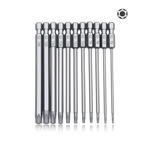 Screwdriver Set Long 4 Inch 11 PCS T6-T40 Magnetic Security Screwdriver Bits Set, 1/4” Hex Shank Security Tamper Proof Long