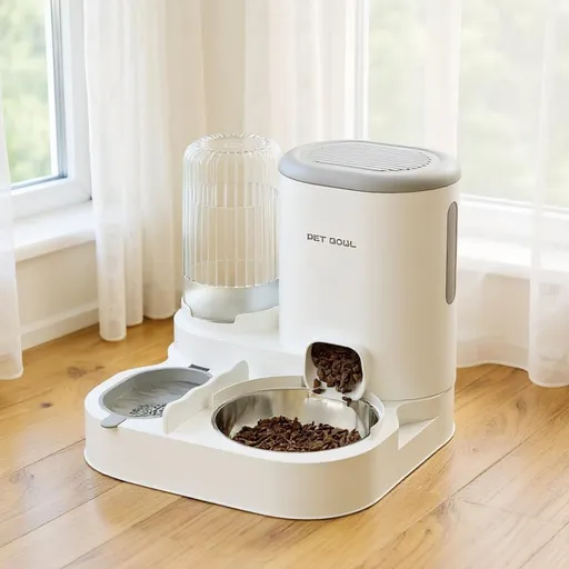 2-in-1 Automatic Cat Feeder and Water Dispenser for Pets, Compatible with Cats and Dogs, Gray