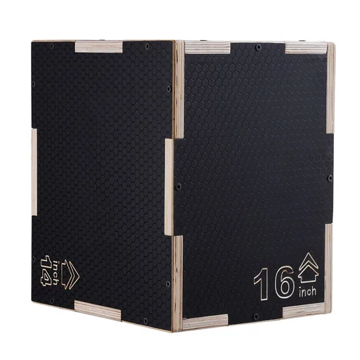 3 in 1 Plyometric Jump Box, 16/14/12 Inch Wooden Plyo Box, Platform & Jumping Agility Box, Anti-Slip Fitness Exercise Step Up Box for Home Gym Training, Conditioning Strength Training, Black
