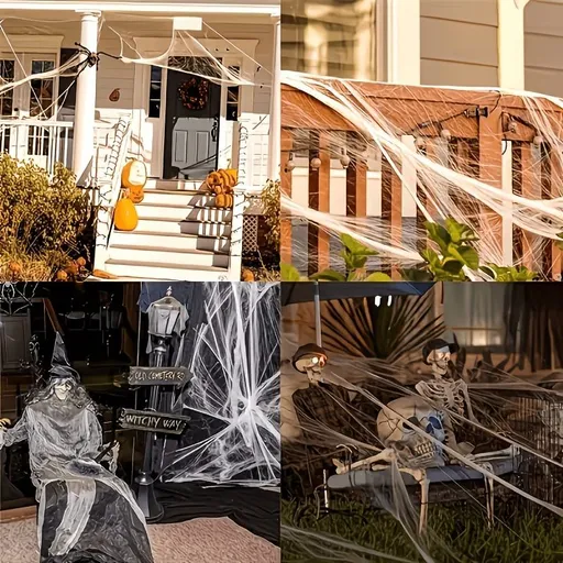 Spider Web Decor Halloween Spider Web Black Spiders Halloween Decorations - White - Size 01