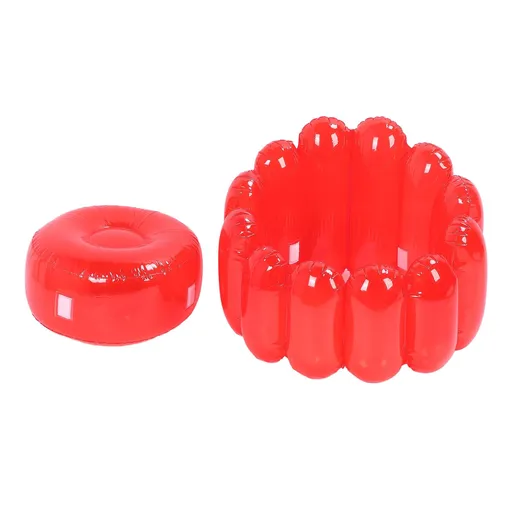 Inflatable Sofa Chair Portable Outdoor Blow Up Couch Seat Transparent Candy Color for Home Living Room Bedroom Casual Red