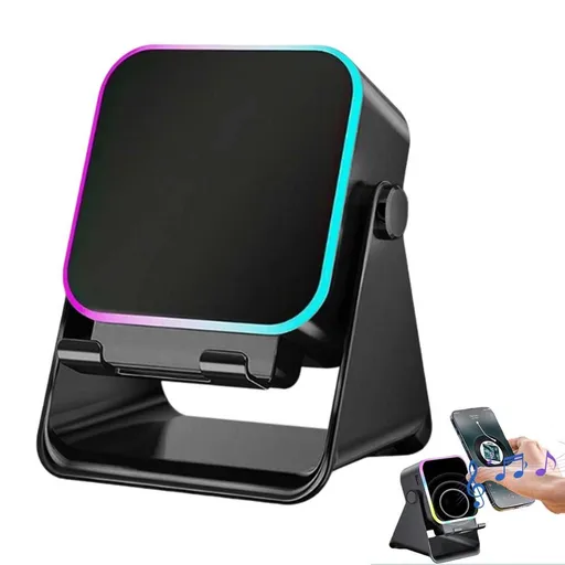 Bluetooth Speaker Phone Stand with Rotating Holder and Induction Playback Black