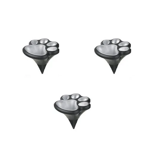 3 Pack Solar Powered Cat Paw Garden Lights with Warm LED - Waterproof Outdoor Lawn Lamp - Cute Animal Footprint Pathway Decor for Yard, Driveway, Patio - Auto On/Off, Easy Stake Installation
