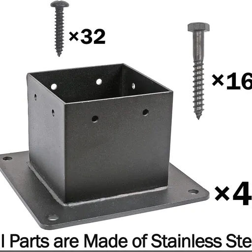 Post Stainless Steel Flange Anchor Base with Screws for Deck Railing，Black Finish (1 Pack)
