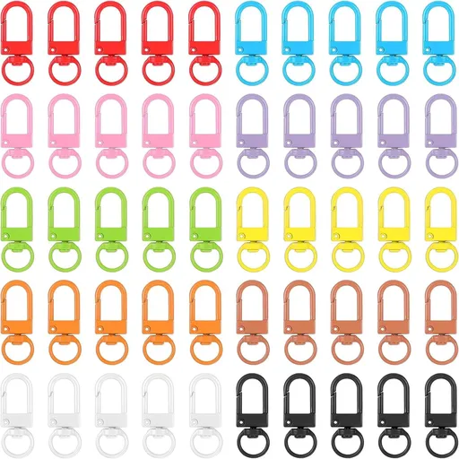 50 Pcs Colorful Keychain Clasp Metal Keychain Clips, Lanyard Swivel Snap Hooks, Heavy Duty Key Chain Hooks Small Lobster Claw Clasps for Jewelry Making, Backpack Charms, Zipper Pulls