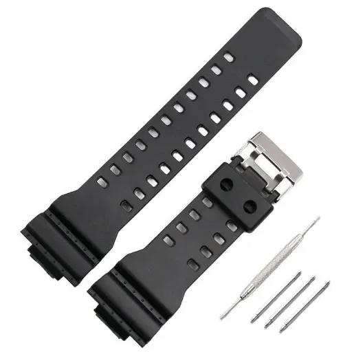 16mm TPU Watch Strap Compatible with G Series GA100 G8900 GW8900 with Tool Pins - Black