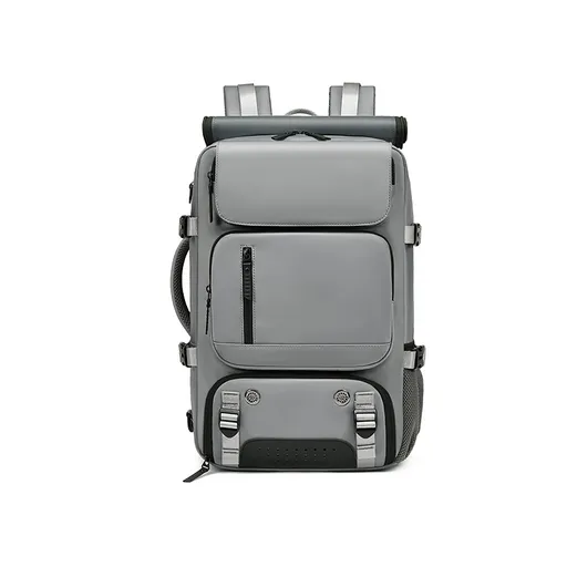 Grey Large Capacity 16-Inch Laptop Travel Backpack - Anti-Theft Professional Business Bag with Spring Buckle - Durable Oxford Cloth Outdoor Rucksack for Men and Women