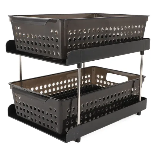 2 Tier Organizer Multi Purpose Storage Baskets Bathroom Storage Organizer Vanity Counter Container for Pantry Kitchen Drawer Type