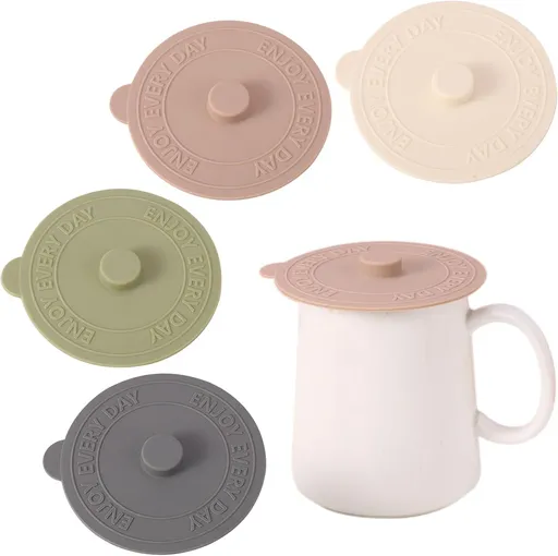 4Pcs Silicone Cup Covers Multicolored Silicone Lids for Cups, Reusable Silicone Cup Lids, Anti-dust, Airtight Seal, Food Grade Silicone Hot Drink Cup Lids for Mugs, Tea Cups and Coffee Cup
