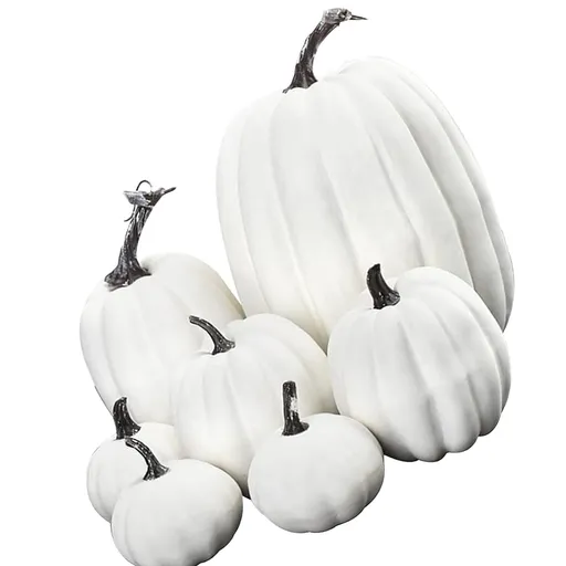7pcs Simulated Pumpkin Glossy Paint Lightweight Creative Reusable Foam Pumpkin for Decoration Prop White