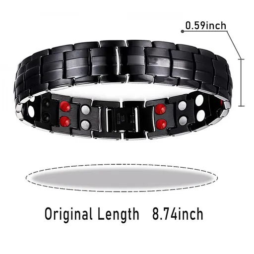 Magnetic Bracelets for Men, Ultra Strength Double Row 4 Elements Magnets，Adjustable Length Magnetic Bracelet